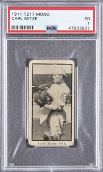 1911 T217 Mono Cigarettes Carl Mitze/Oakland – An Incredibly Rare "Type" Card! – PSA PR 1